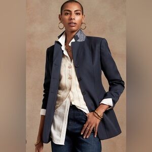 Banana Republic Classic Quiet Luxury Career Riding Jacket Boardroom Chic Blazer